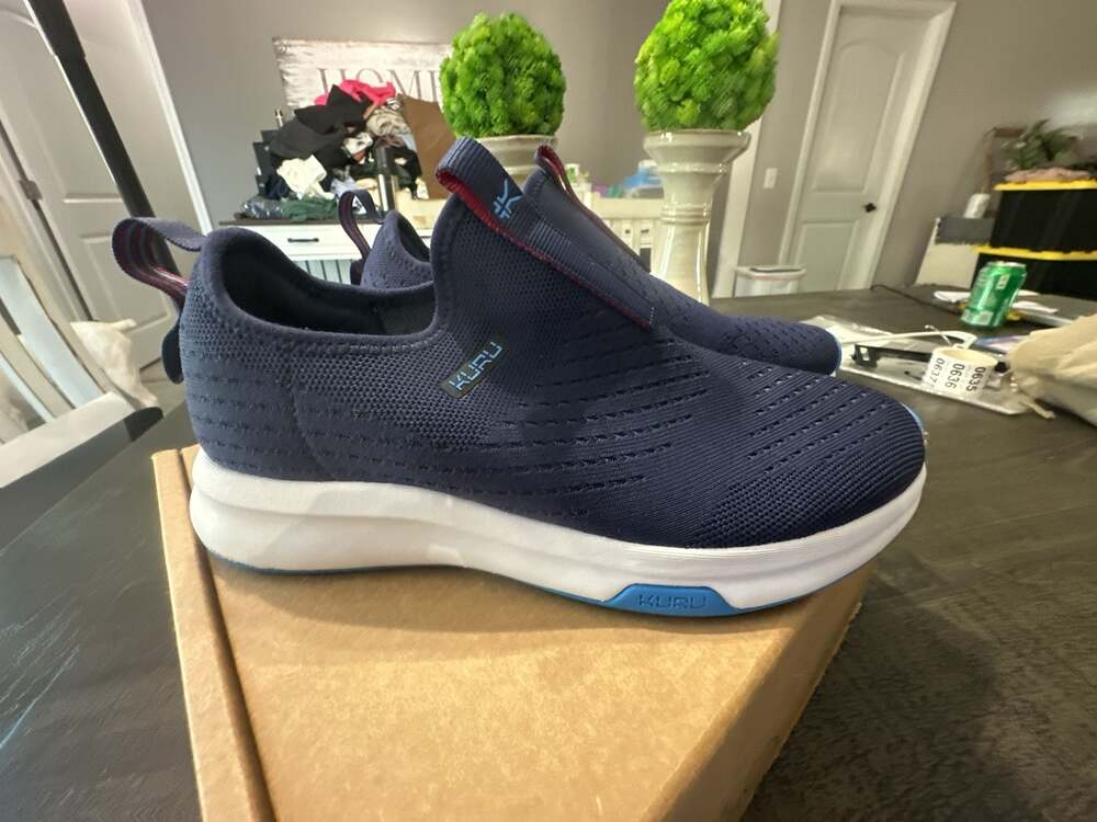 KURU Atom Slip-On Women's Navy Sky Blue Knit Sneakers Size 9
